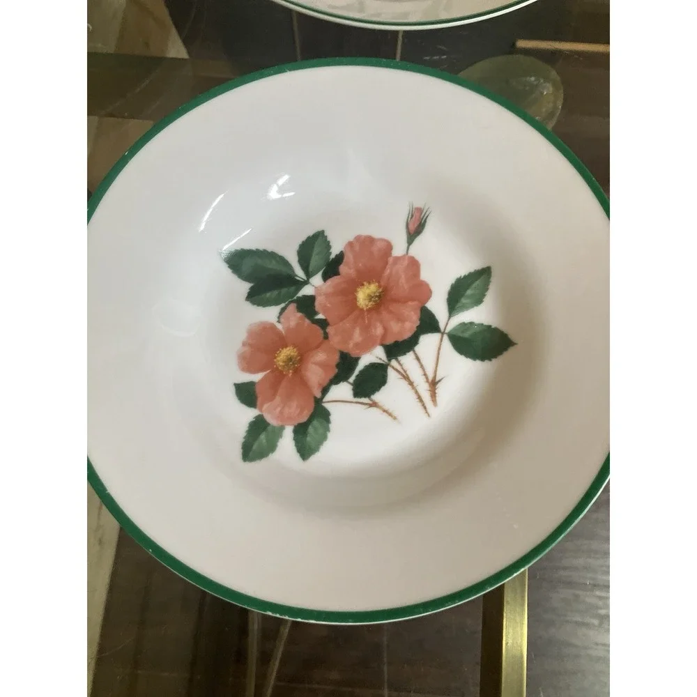 National Wildlife Federation Cereal Salad Bowl White Colorful Flowers Set Of 4